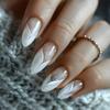 24 pz/set Quick Nails Glitter Bianco Gradiente Nail Art French Unghie Indossabili Adesivi per Unghie Rimovibili Impermeabili Unghie Finte