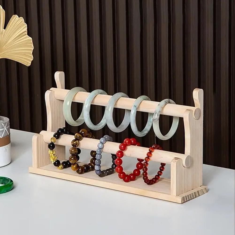 32x8x17cm 2 Layer Wooden Bracelet Holder Bracelet Display Stand Jewelry Organizer