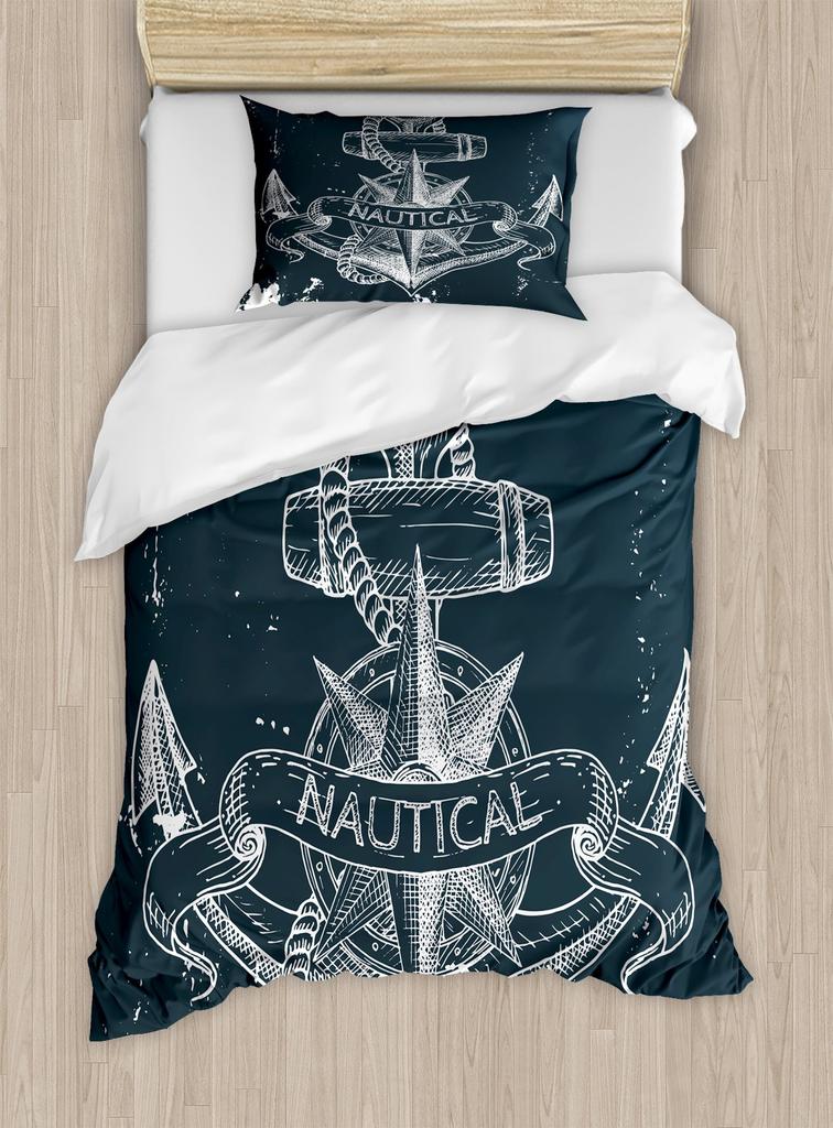 Nautical Bedding Set Full Size, Sailing Anchor Bed for Boys Teens,Ocea Comforter Cover Soft,Duvet Quilt Cover with 2 Pillowcases