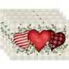 Valentine's Day Placemat Heart Pattern Linen Placemats Love Theme Romantic Desktop Protector Mat for Kitchen Dining