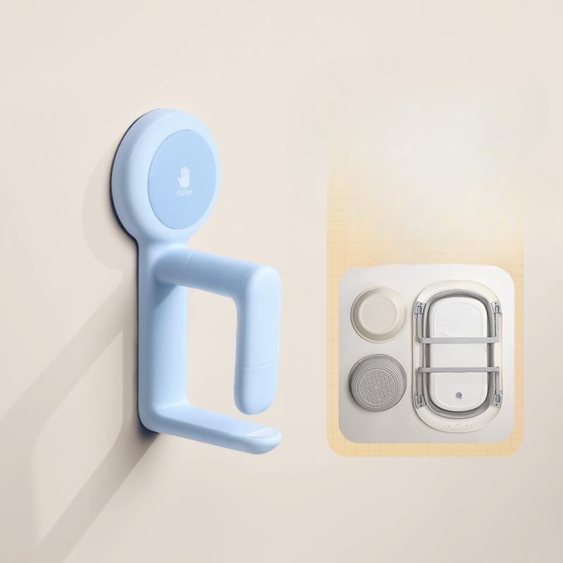 

Многофункциональный подвижный крючок на присоске, крючок для подставки для таза, настенный крючок для ванной комнаты, прочный самоклеящийся крючок без сверления синий