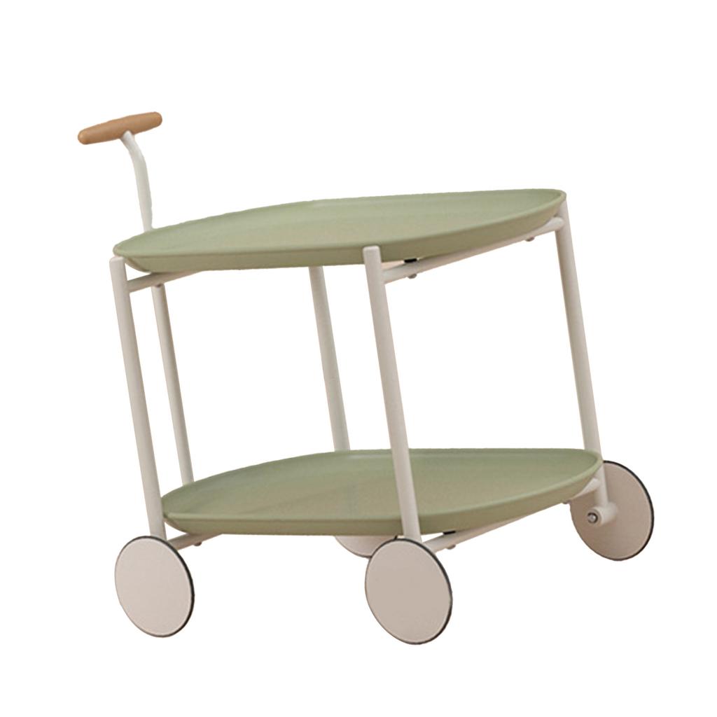 Storage Trolley with Wheels Handle Removable Sofa Side Table for Living Room Bedroom Matcha Green
