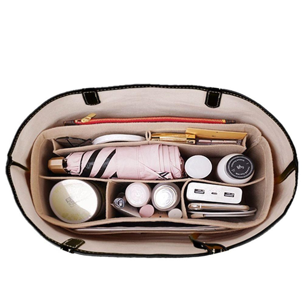 Sac Inserts en Feutre Grande Capacité avec Fermeture Éclair Organisateur de Sac à Main Sac de Rangement Multi-Poches pour LV Speedy25/30/35/Gentlewoman