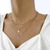 Boho Star Moon Heart Snake Sequin Pendant Necklace Ladies Multilayer Gold Metal Clavicle Necklaces Girls Jewelry