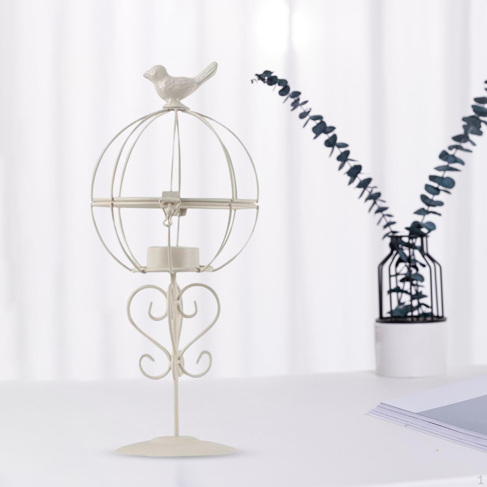

Candle Holder Dining Church Party Stand Birdcage Shaped Retro Style Candlestick Holders Decor 14.5cmx30.8cm