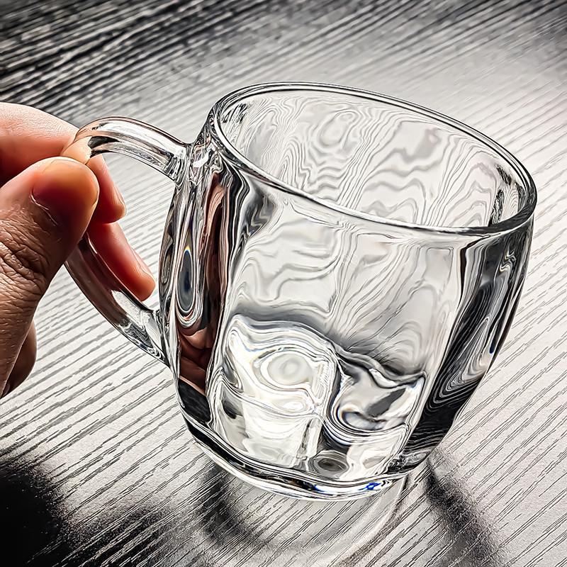 European Crystal Glass Large Beer Mug with Handle - Heat Resistant, Thickened, High Footed Cup for Beer, Tea, or Water.