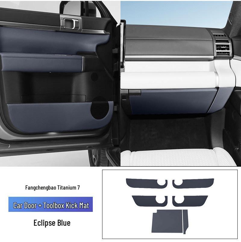 Leopard Titanium 7 Car Door Kick Mats - Anti-scratch Leather Protection Stickers for Interior Modification