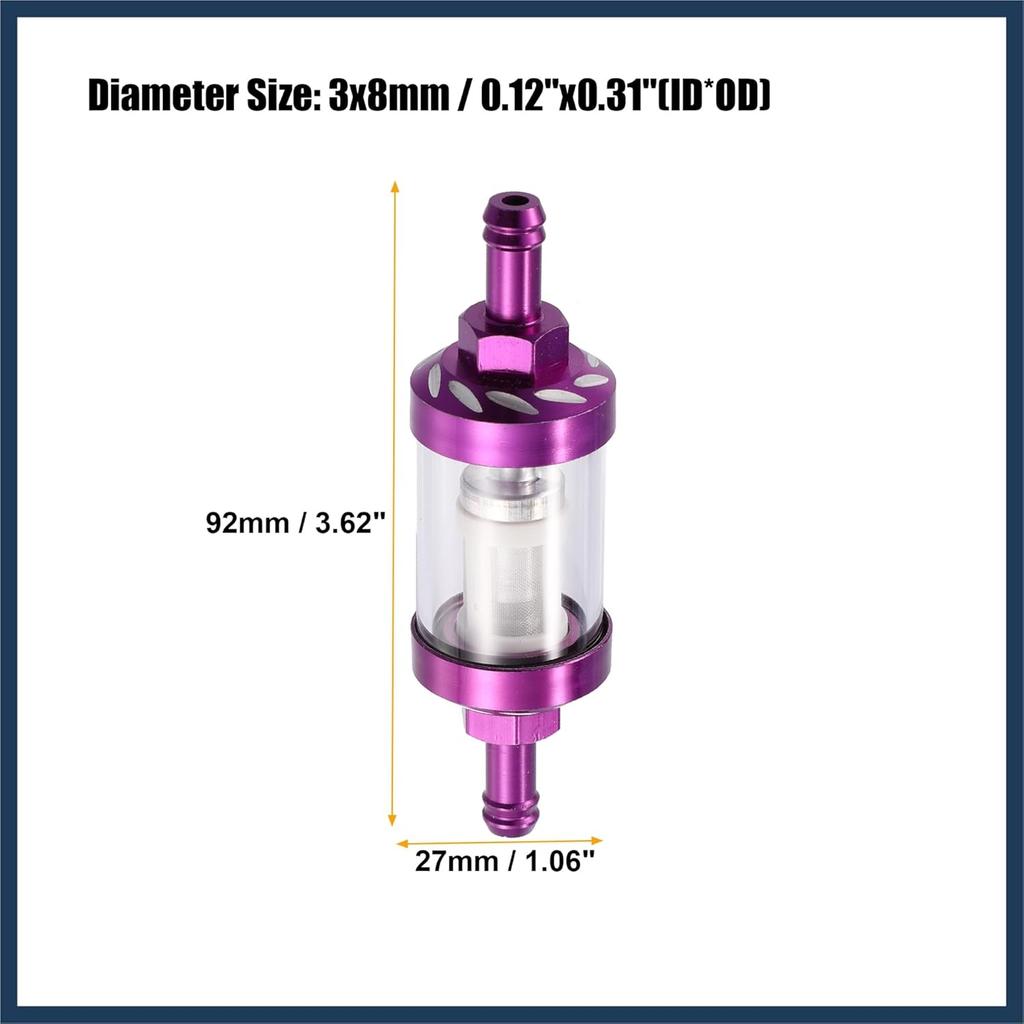 Purple Universal Fuel Filters Engine Inline Gas Fuel Line Filter Replacement for Motorbike ATV Dirt Bike Stylish Design
