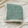 Safe & Comfortable Newborn Blanket Cotton Gauze Blanket with Delicate Lace Trim Newborn Swaddles Blanket for Infants