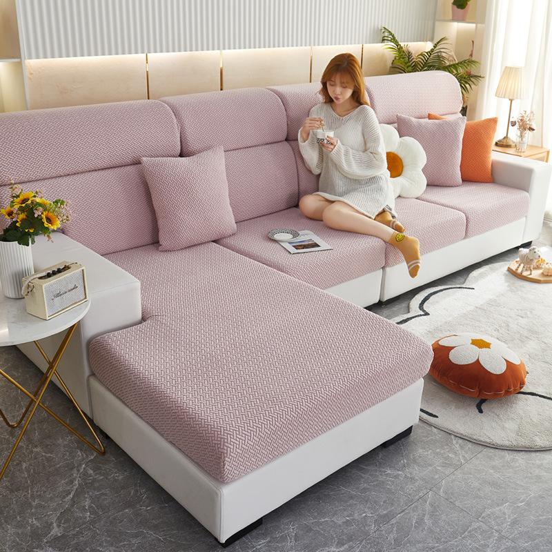 Jacquard Sofa Cover Stretch Fabric Sofa Seat Cushion Cover For Living Room Removable Spandex Seat Case Chaise Lounge Home Pets