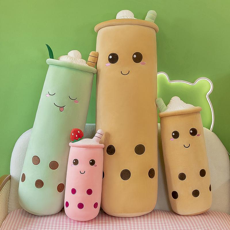 Long Cute Fruit Milk Tea Cup Plush Toy Figurine Throw Pillow Doll Rag Baby Pregnancy Pillow Valentine's Day Gift For Kids Decor