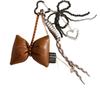 Handmade Pearl Butterfly Heart Bag Charm With Brown Bow For Fashion Accessories