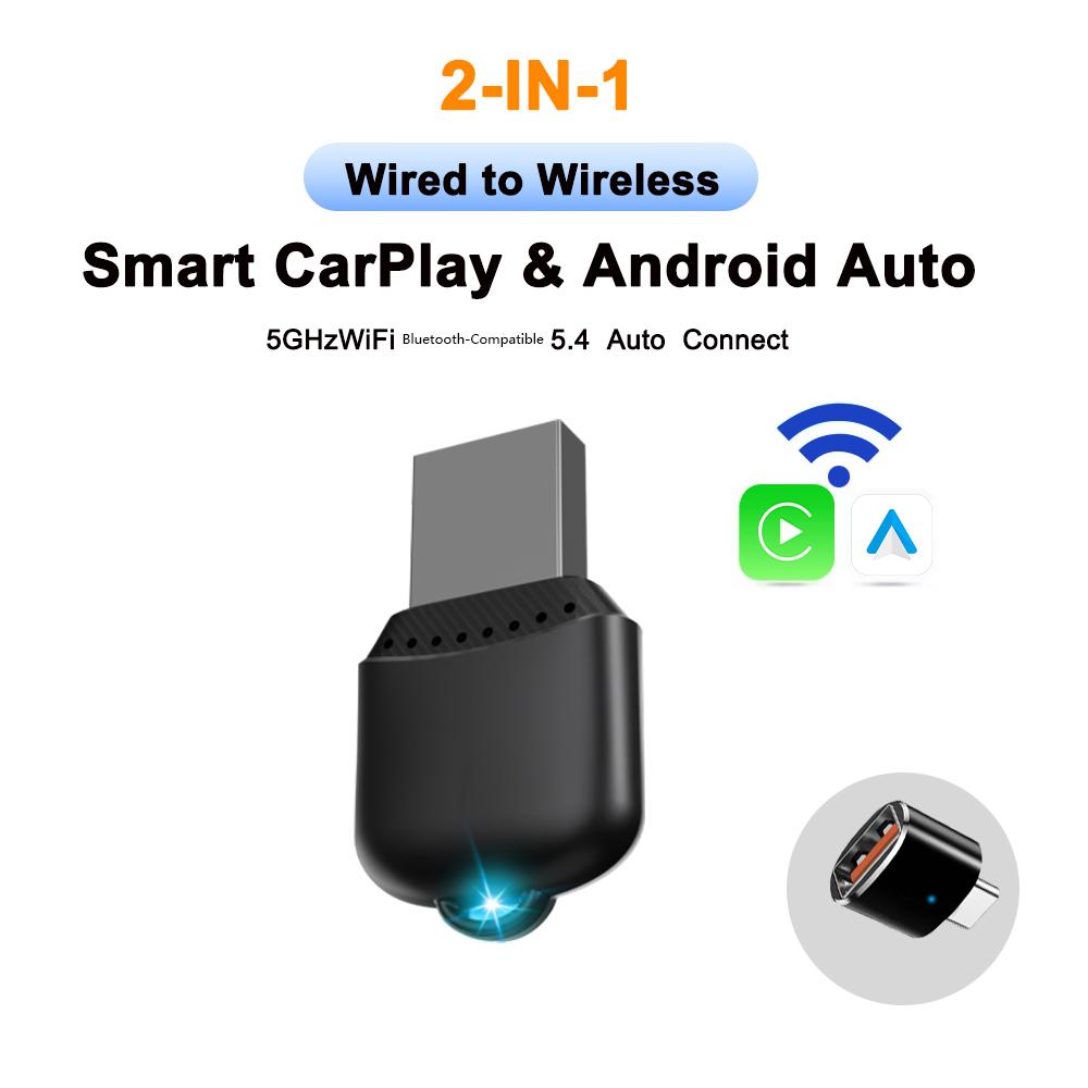 M25 2 in 1 For CarPlay/Android Auto Wired to Wireless Car Adapter Bluetooth-compatible 5.4 AI Box USB Dongle