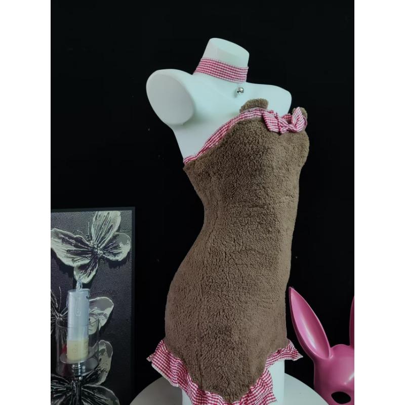 Sexy underwear plush backless maid bear sexy lace bow hip skirt batch