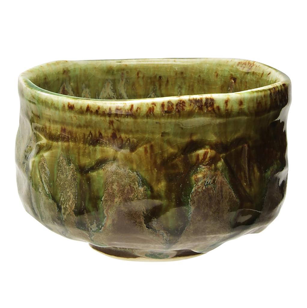 Mino Ware Matcha Bowl Gift Set In a Wooden Featuring a Glaze and Green Approximately Matcha Tea Tea and a Set of Four Seasons from Yamakatsu Mino Made
