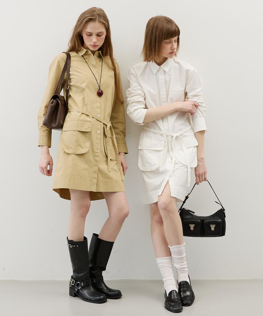 City Breeze Utility Belted Dress_Beige