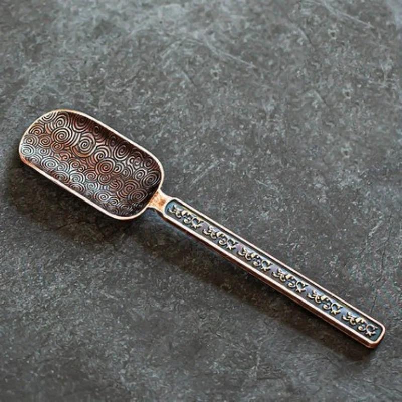 Slitinová čajová lžička Xiangyun s retro vzorem a rukojetí, různé styly čaje, čajová lžička, kung-fu čajová sada, příslušenství pro čajový obřad