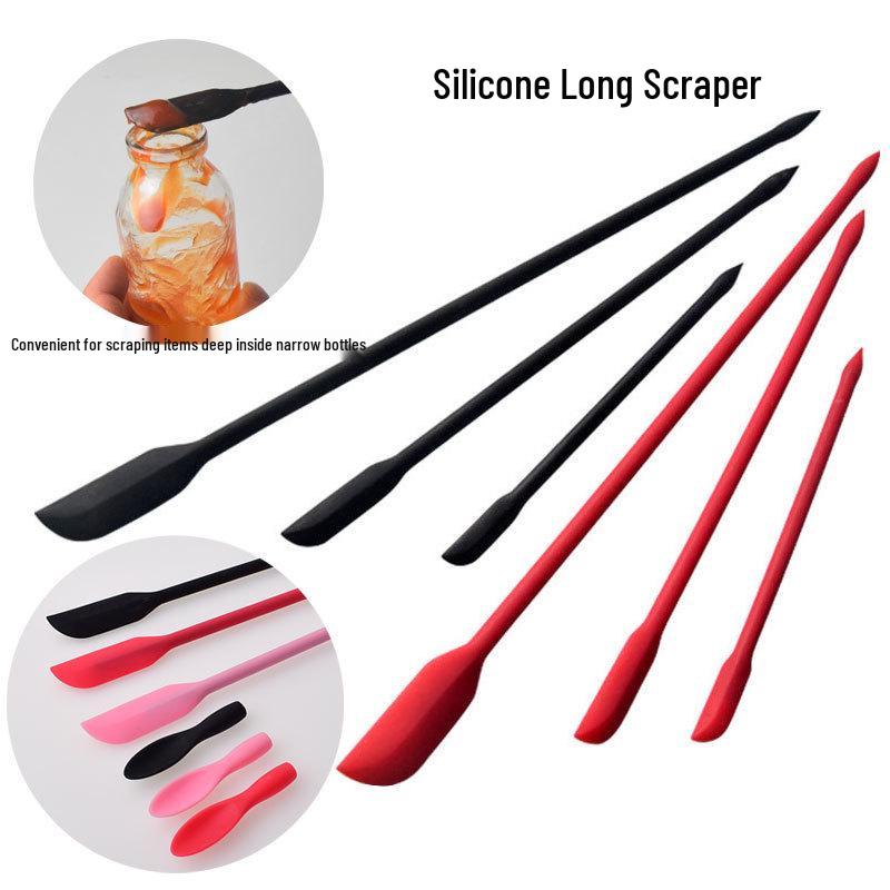 Silicone Pointed Spatula & Jar Scraper for Cosmetic & Cooking, Heat-Resistant