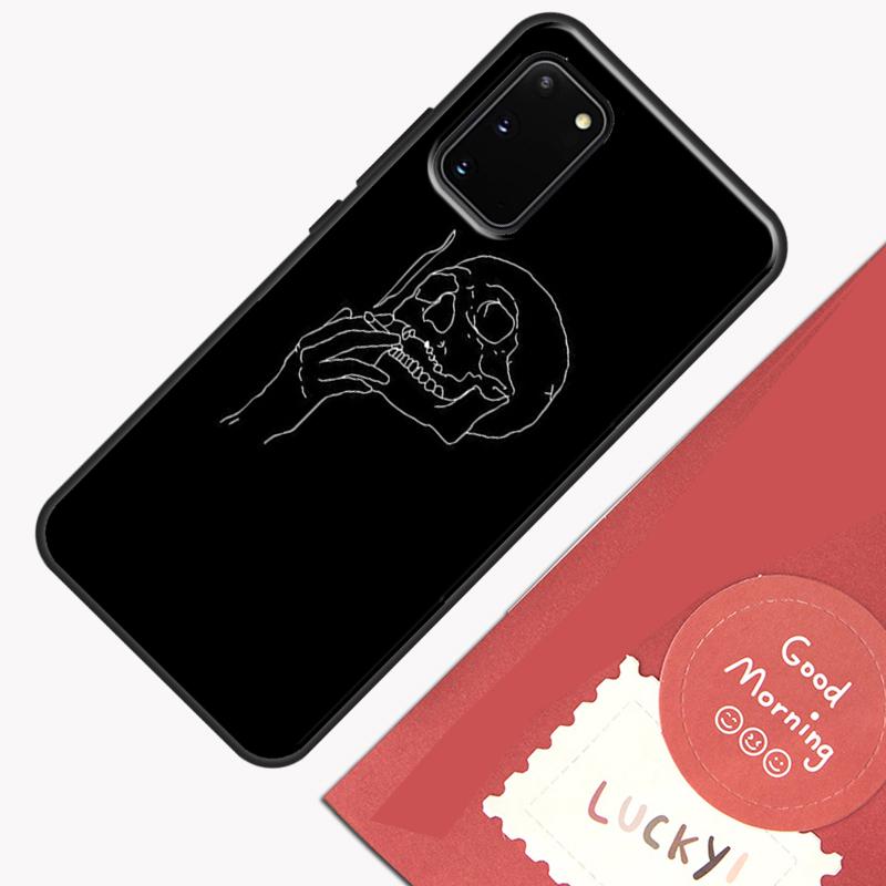 Black Aesthetics Skull Skeleton Phone Case For Samsung Galaxy S24 S26 Ultra S20 S21 S22 S23 S25 Plus S10 S25 FE Cover Shell