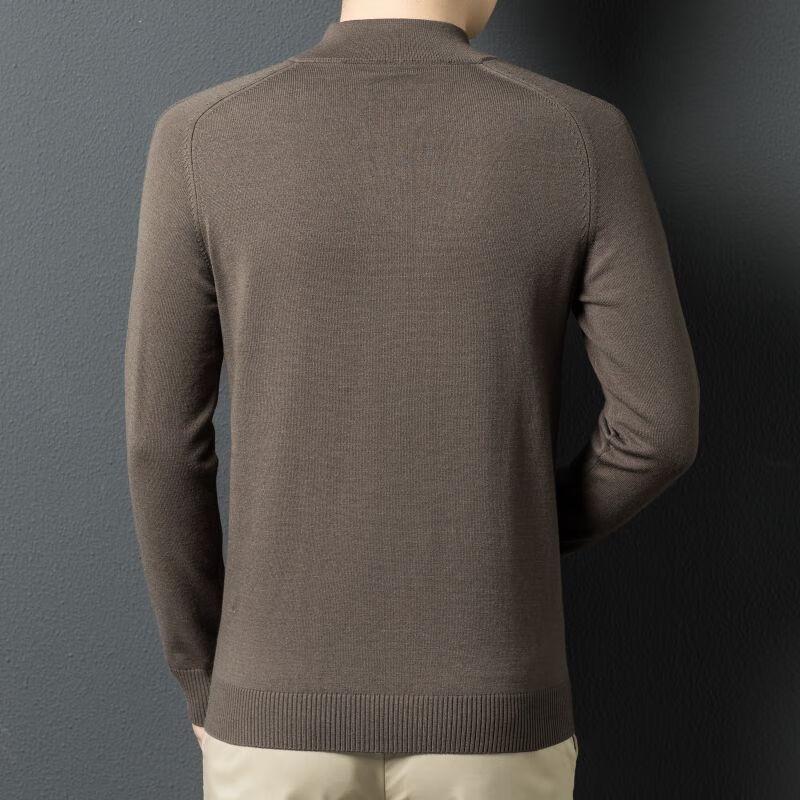 FengXun Men's Solid Color Mock Neck Zipper Knit Sweater