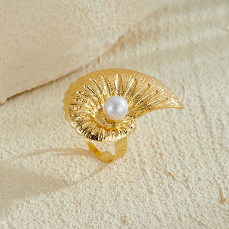 Exaggerated Metal Large Starfish Flower Rings for Women Vintage Gothic Gold Color Geometric Adjustable Finger Ring Jewelry
