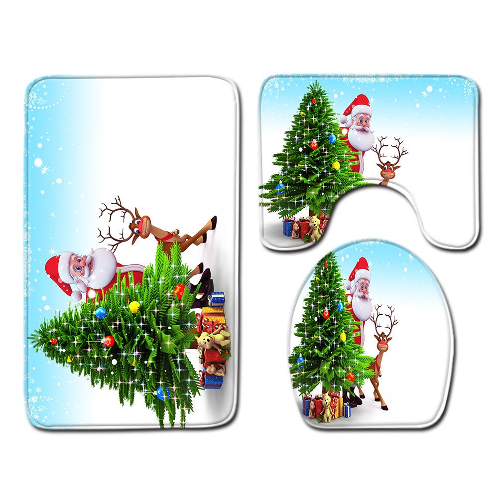Weihnachts-Badezimmer-Bodenmatte Toilette Dreiteiliges Set