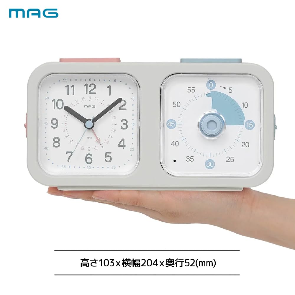 MAG Alarm Clock, Table Clock, Timer, Analog Dial, Mute Switch, Study, Learning, Exams, Children, Remaining Time, Concentration, Time Management,