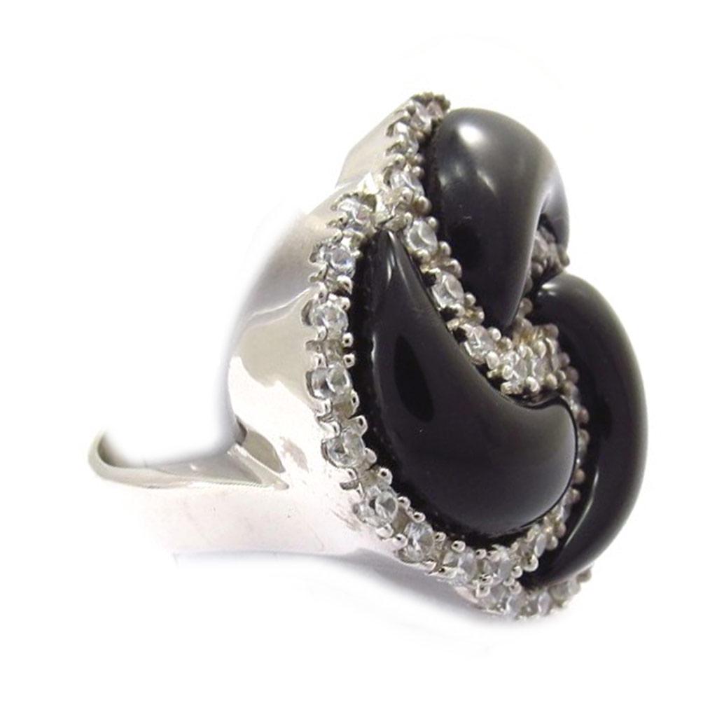 Bague Argent 'Romy' Noir Blanc - 25x25 mm
