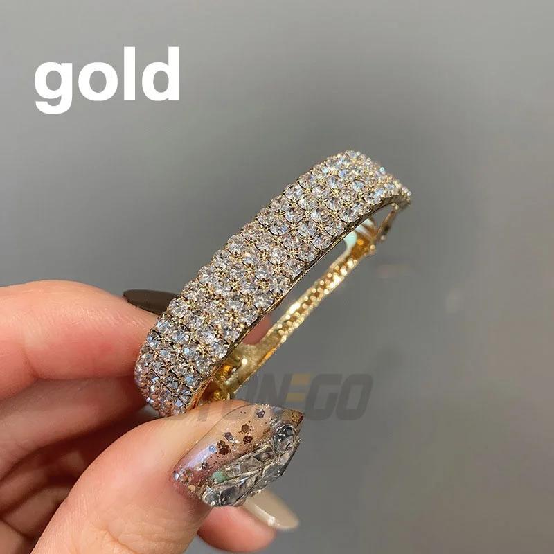 

Изысканная бриллиантовая заколка для волос Элегантный темпераментный зажим Стильная пряжка для хвостика Модное украшение для головы для женщин золотой