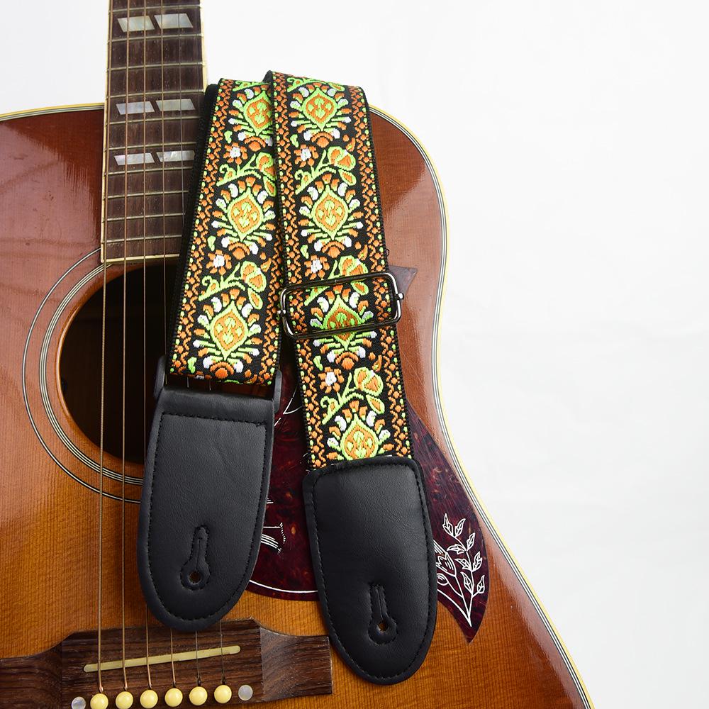 Thick Embroidered Universal Guitar Strap for Acoustic, Electric, and Wooden Guitars