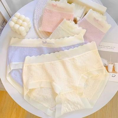 New Women's Cotton Underwear Lovely Girl Comfort Briefs Fashion Bow Breathable Panties Mid Waist Seamless Underpants Lingerie