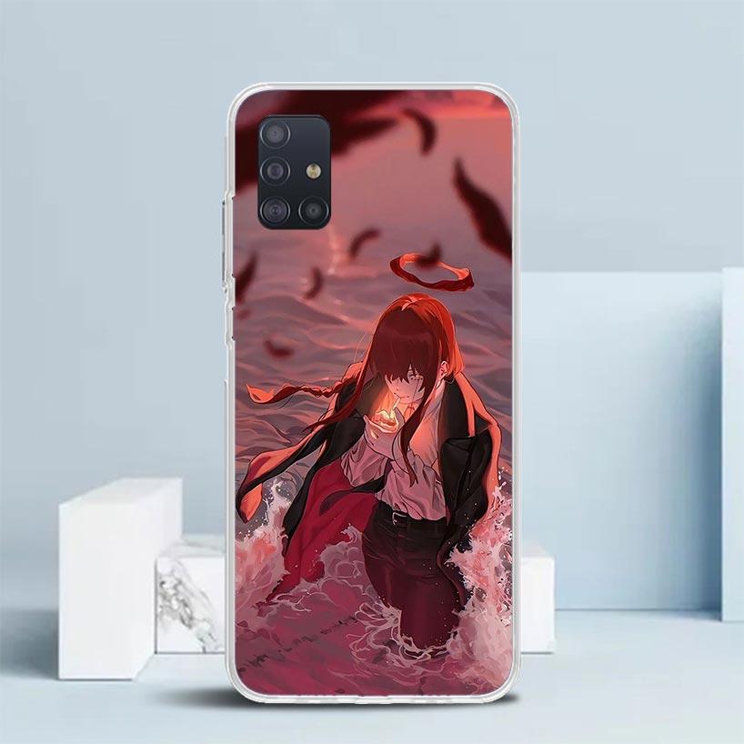 C-Chainsaw Mans Makima Soft Cover for Samsung Galaxy A12 A22 A32 A52 A72 A02S Phone Case Note 20 Ultra 10 S10 Plus A51 A71 A50S