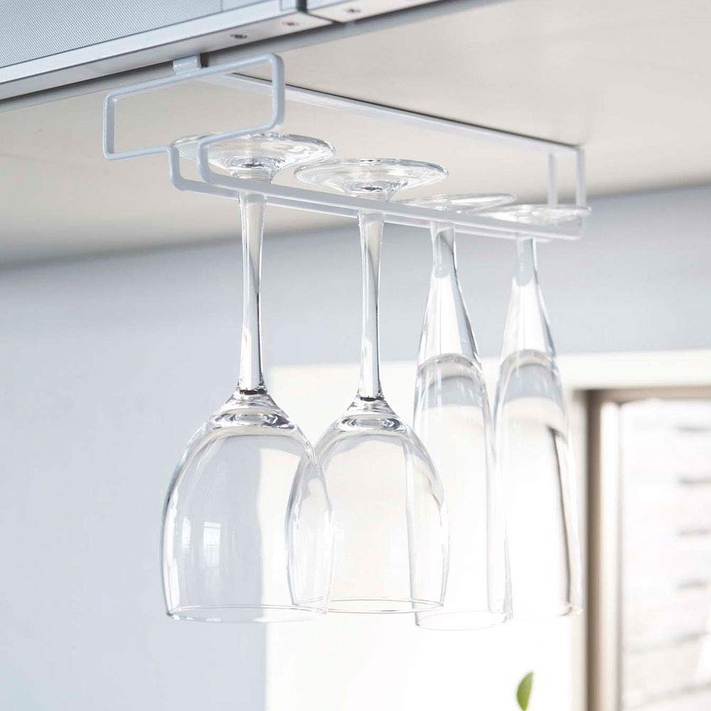 Yamazaki Jitsugyo Vinglassholder for underskap Hvit B11 x D26 x H7cm Tower Krever ikke boring eller skruer Kjøkken Hylle til oppheng 2462 Ca.
