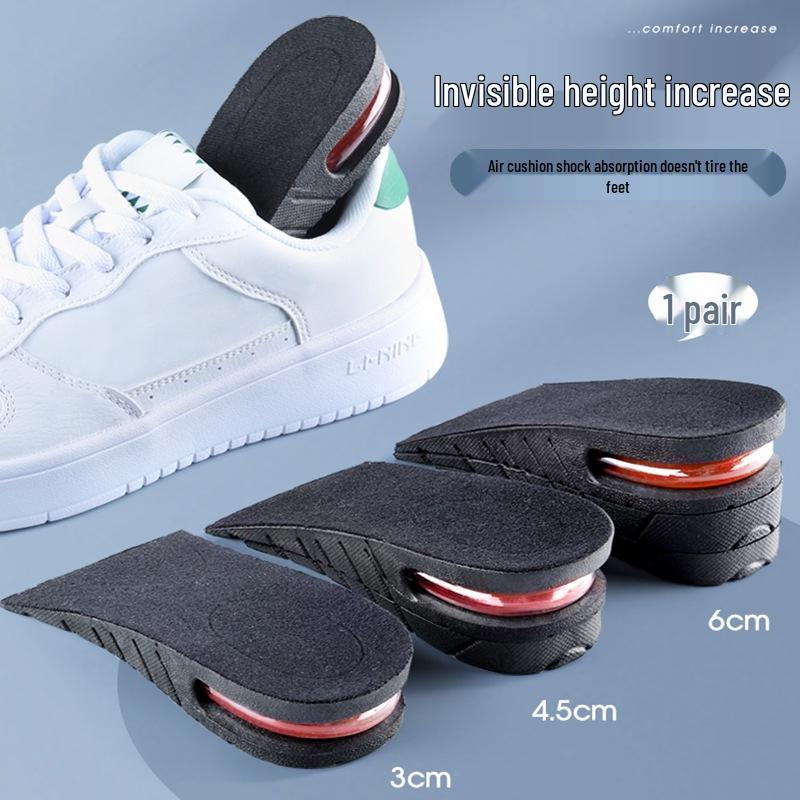 Unisex Invisible Height Increase Insoles: Shock-Absorbing, Deodorant, Breathable Air Cushion Half Pads