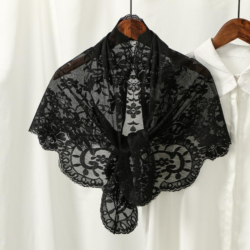 

Испанская традиционная треугольная кружевная мантилья, женский головной убор, христианская церковь, католическая вуаль