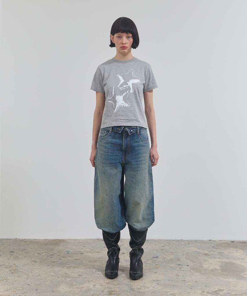 Eikyueikyuhauseukeulleob Twin Star T-Shirt [Melange Grey]
