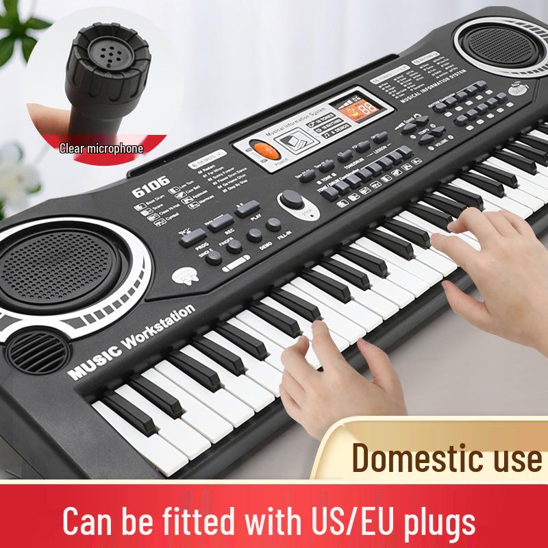 61-Key Children's Electronic Keyboard with Microphone - Educational Musical Toy Piano with Power Supply