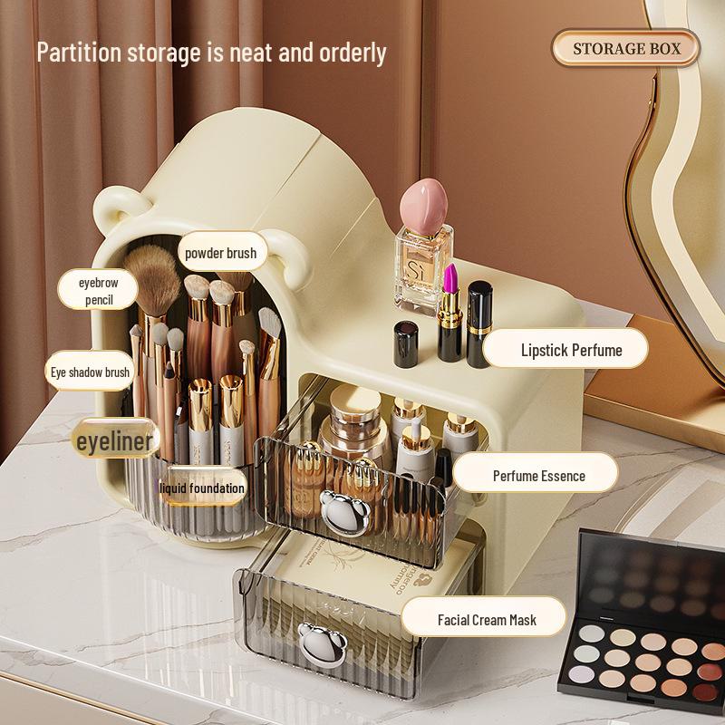High-End Rotating Makeup and Skincare Organizer with Dust-Proof Drawers