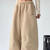 Simple Women's Thickened Pants Elastic Waist Polar Fleece Drawstring Straight Bottom Wide Leg Female Trousers Autumn Winter