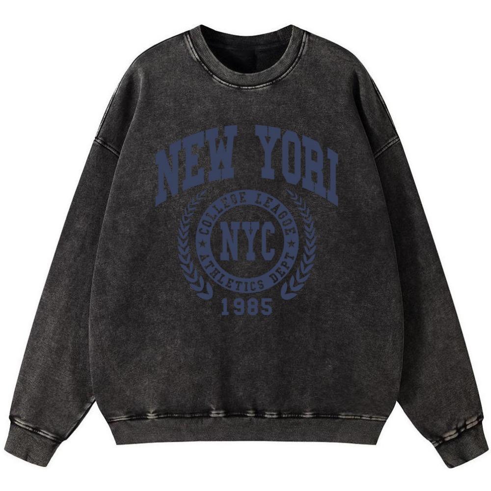 

Женский винтажный хлопковый свитшот пуловер с графикой города Нью-Йорк 1985, модный тонкий стиль, модные повседневные топы 3XL