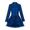 Women Double Breasted Victorian Steampunk Blazer Coat Gothic Tuxedo Tailcoat Jacket with Lace Hem Halloween Wedding Uniform Costume