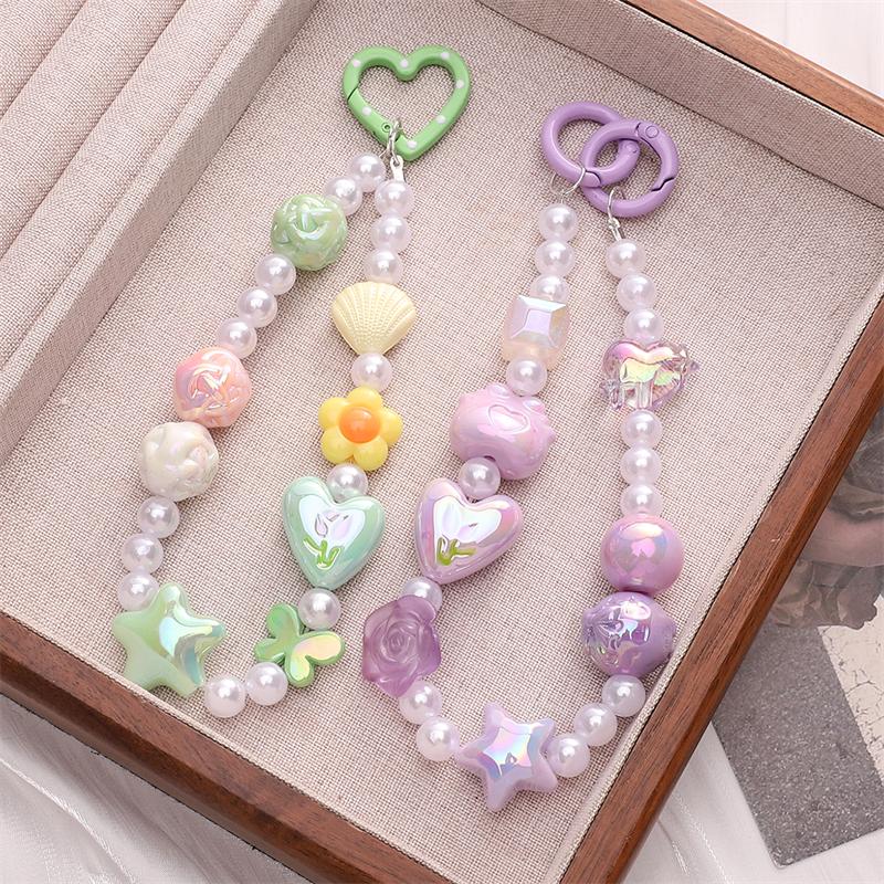 2pcs [20x19mm] Tulip Love Heart Beads Cream Peach Heart Acrylic Beads Mobile Phone Chain Backpack Ornaments DIY Accessories