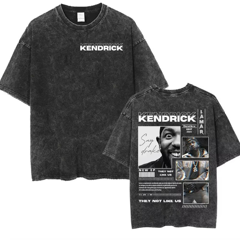 Kendrick Lamar They Not Like Us Tour Merch TShirt Mens Vintage Washed Short Sleeve T Shirts Hip Hop Gothic Cotton T Shirt