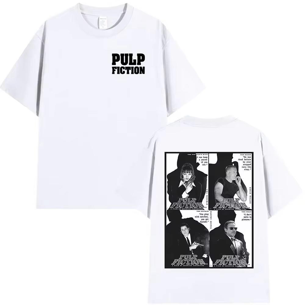 90s Movie Pulp Fiction Graphic T Shirt Unisex Vintage Gothic Fashion Clothing Tshirt Unisex Casual Pure Cotton Shortsleeved Top