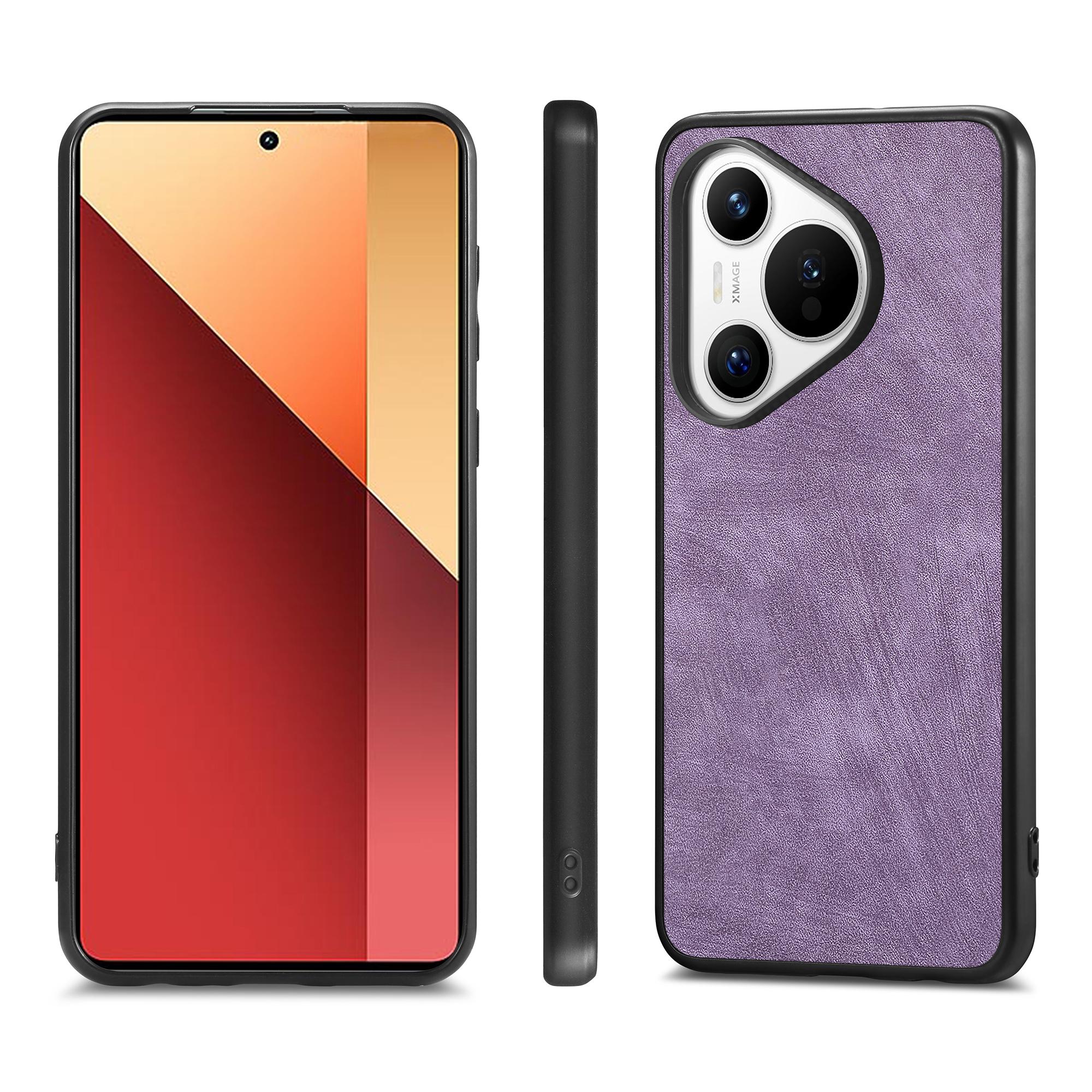 

For Huawei Pura 70 Case Shockproof Slim Retro Leather Phone Back Cover Black