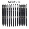 12pcs Press Type Erasable Gel Pens 0.5mm Black/Blue Ink Bullet Washable Handle Magic Refills Rod Super Capacity Ink Writing