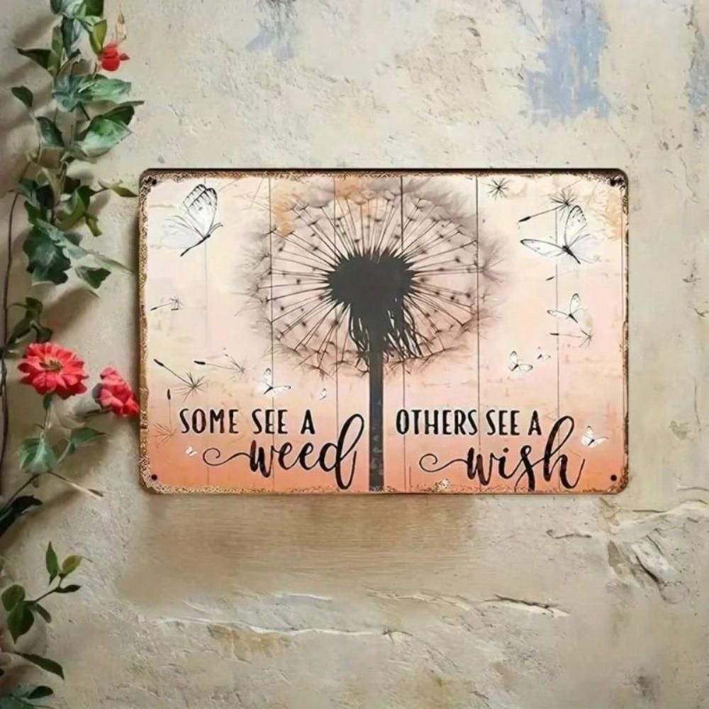 Metal Poster Dandelion Butterfly Wall Art Vintage Home Decor Garden Tin Sign
