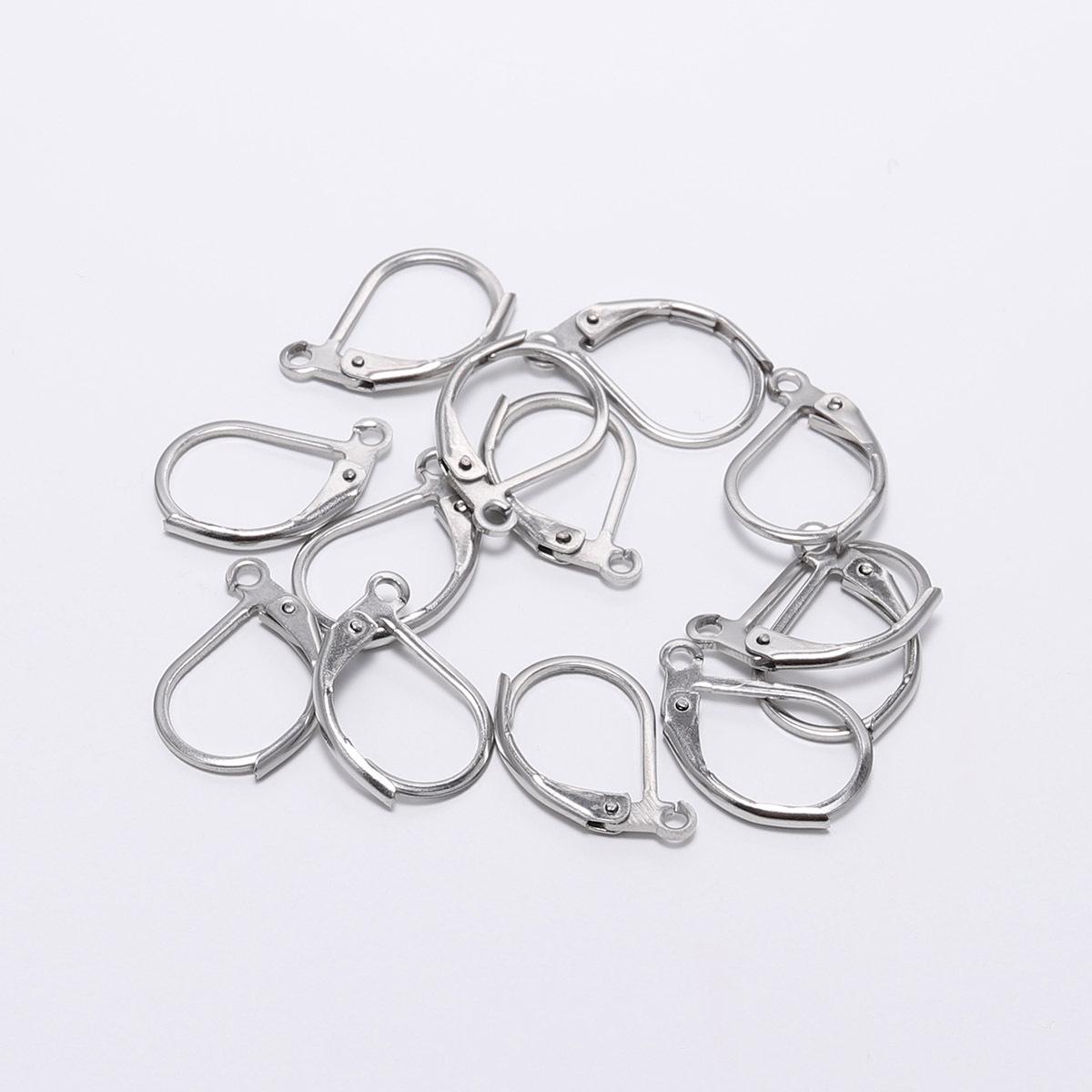 

Крючки для серег и фурнитура из нержавеющей стали: Французские D-образные проволоки, клипсы, манжеты и ювелирные DIY-аксессуары 15*10mm [20 pcs/pack/8g]