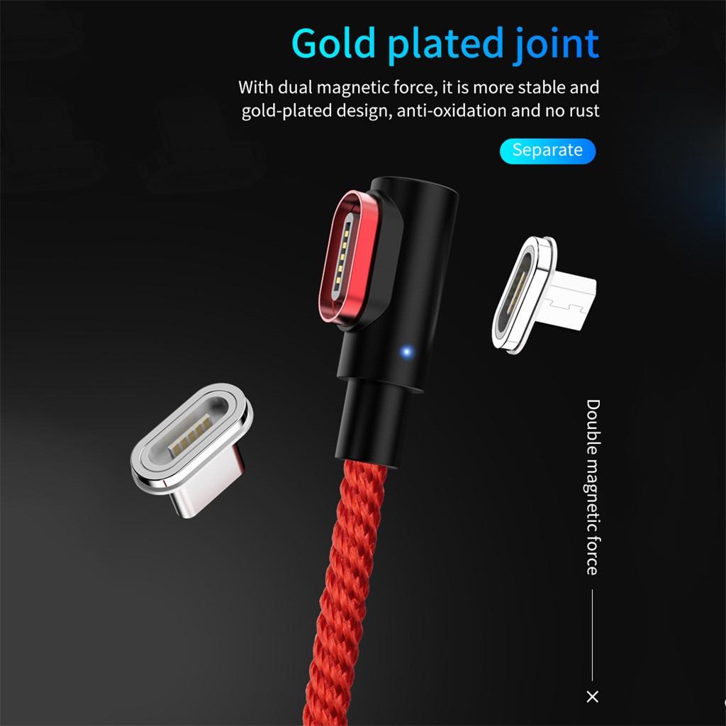 1M 3A 90 Degree Magnetic Fast Charging Charger Data Cable for Mirco USB