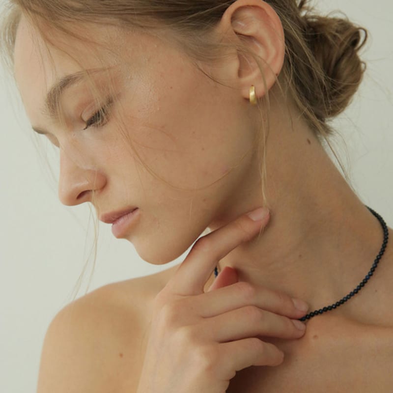 Modernlike 14k Gold-filled Silver Matte Oval One-touch Hoop Earrings